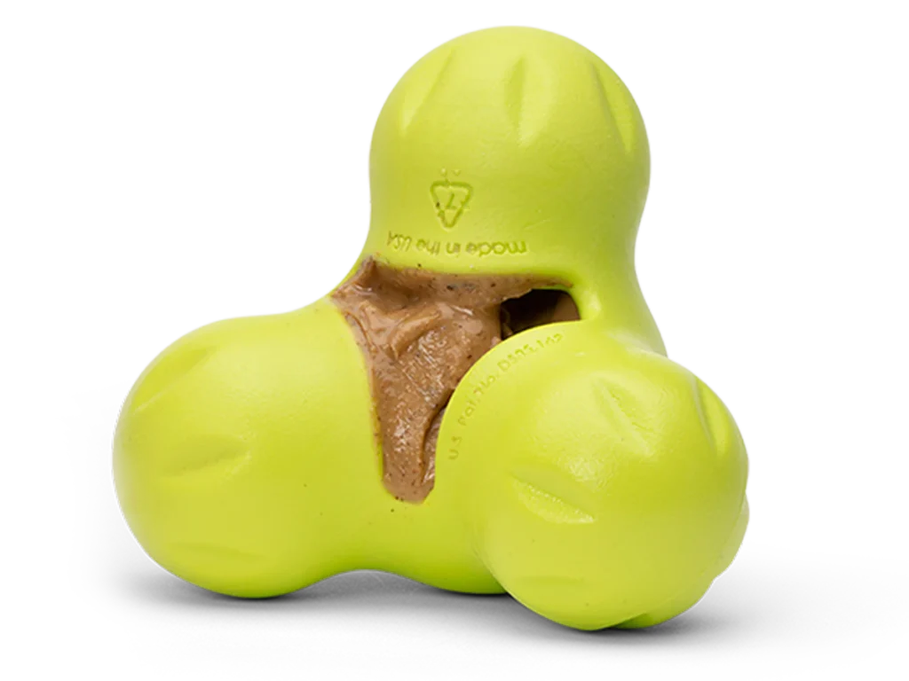 West Paw Tux stuffable touch toy with examples of food being added to it