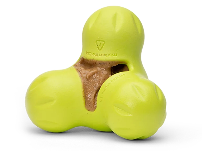 West Paw Tux stuffable touch toy with examples of food being added to it